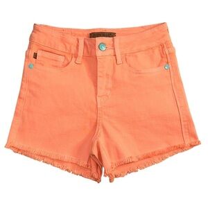 Judy Blue Mid Rise Peach Fray Hem Denim Shorts Women’s Size XS Preppy Casual